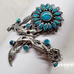 Stunning Sterling Silver Cultured Opal Cuff Bracelet